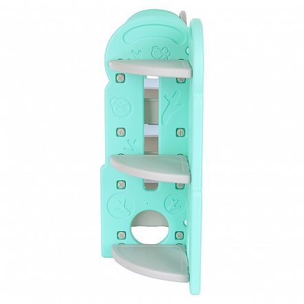 Стеллаж для игрушек с ящиками и приставками(книжн.+углов),4 полки,Бежев./бирюз./бел.153*36*91