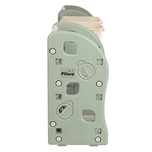 Стеллаж для игрушек с ящик-и и приставками( 2 книжные ) 3 полки,Green/Олива,155*34*66 см