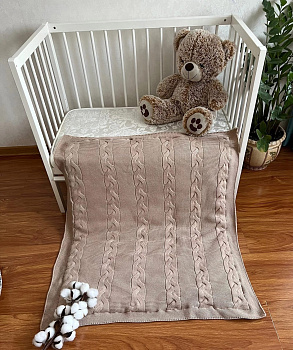 Плед утепленный Широкая коса, Бежевый. 90*100см