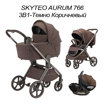 Коляска 3в1 SkyTeo Aurum 766 Темно-коричневый