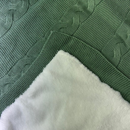 Плед утепленный, вязаный, Олива 90*100см