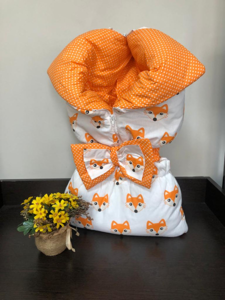 Конверт-одеяло на молнии Лисы, зима, оранжевый