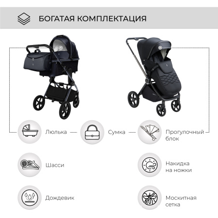 Коляска 2в1 SBL Elegante Chrome Black
