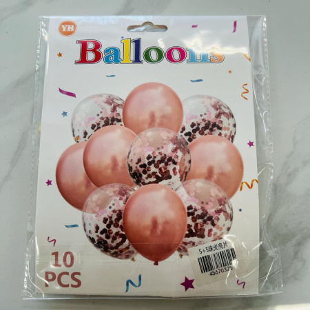 Набор шаров, 10 шт, розовый
