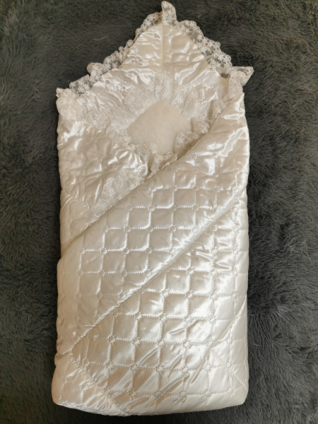 Конверт-Одеяло на выписку ЗИМА, LeaderKids, Белый Атлас, арт. 125030