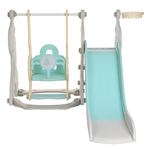 Горка-комплекс Норик (горка, качели, баскет. кольцо) Серый+Голубой (158*138*96 см)