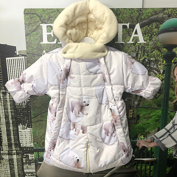 Комбинезон Трансформер Зимний, Белый медведь, Белый 56-74