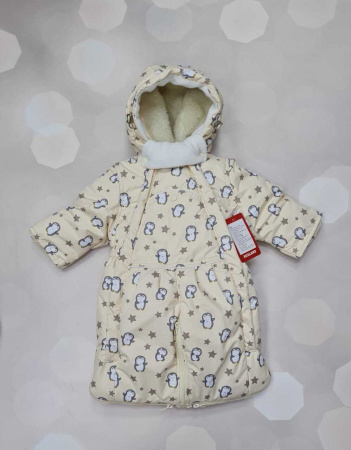 Комбинезон Трансформер Зимний, Пингвин, Желтый, 74