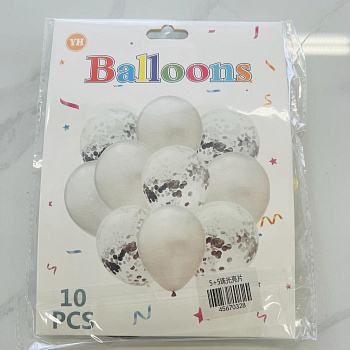 Набор шаров, 10 шт, серебро