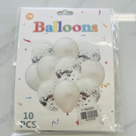 Набор шаров, 10 шт, серебро