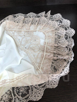 Уголок на выписку. Кружево. 85*85, розовый