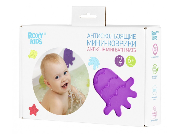 Антискользящие мини-коврики для ванны Roxy-Kids (12шт)