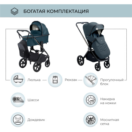 Коляска 2в1 Sweet Baby Elegante Chrome Blue