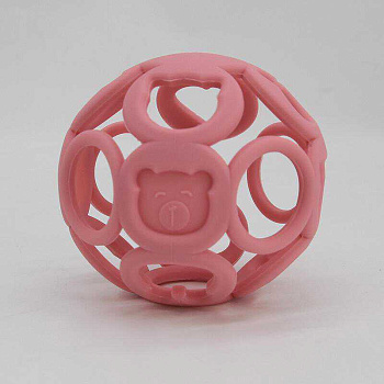 Прорезыватель-грызунок силиконовый шарик-паутинка мягкий, розовый