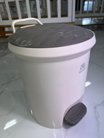 Ведро мусорное круглое, серая крышка