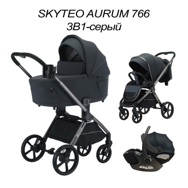 Коляска 3в1 SkyTeo Aurum 766 Серый