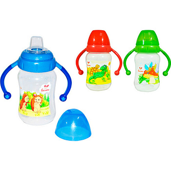 Поильник-непроливайка с силиконовым носиком и ручками 250мл. 1922Б