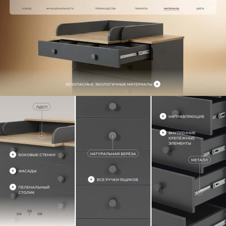 Комод Rant Levi цвет Moon Grey