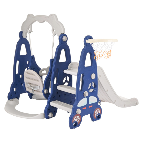 Горка-Комплекс Суперкар (горка,качели,баскет.кольцо) Синий 118*142*109h