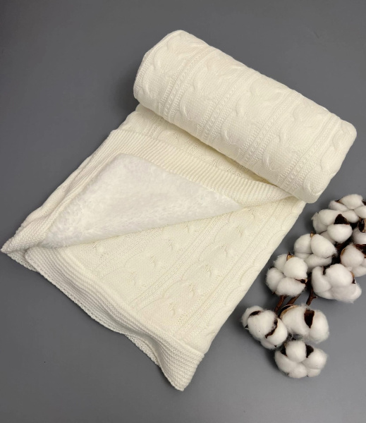 Плед утепленный Широкая коса, Бежевый. 90*100см