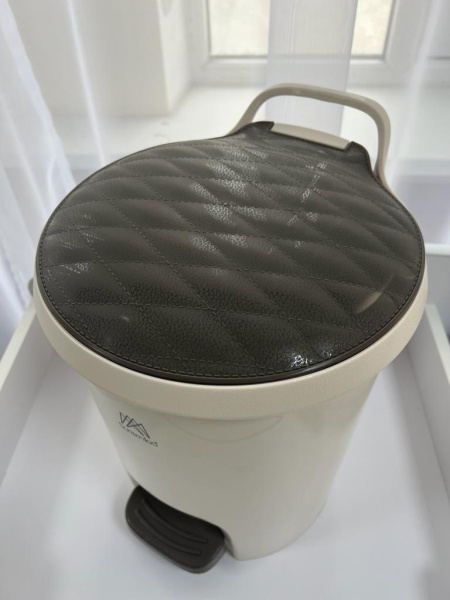 Ведро мусорное круглое, серая крышка