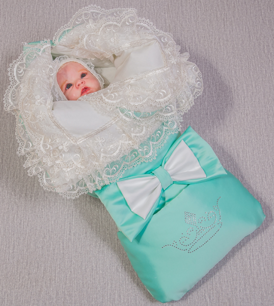 Конверт на выписку "Нарядный" Лето,  Мятный, 12-004