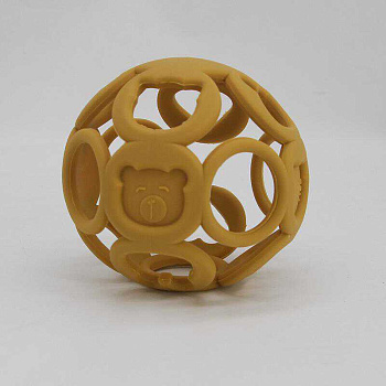 Прорезыватель-грызунок силиконовый шарик-паутинка мягкий, горчичный