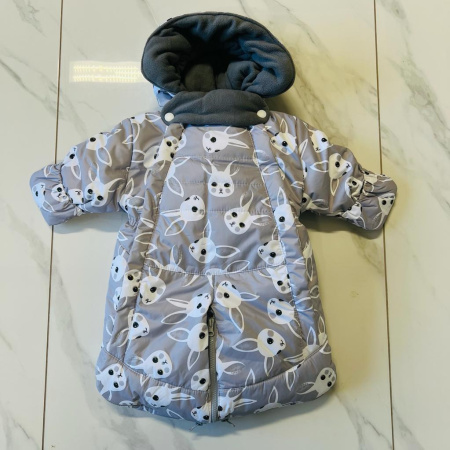 Комбинезон Трансформер Зимний, Зайки, Серый, 74