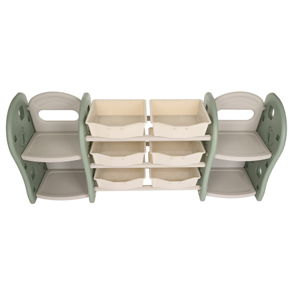 Стеллаж для игрушек с ящик-и и приставками( 2 книжные ) 3 полки,Green/Олива,155*34*66 см