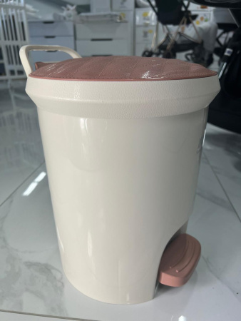 Ведро мусорное круглое, бежевая крышка