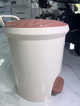 Ведро мусорное круглое, бежевая крышка