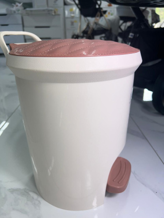 Ведро мусорное круглое, бежевая крышка