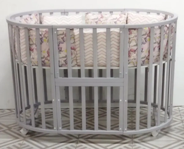 Кровать круглая-овальная Северная Звезда Серая, маятник