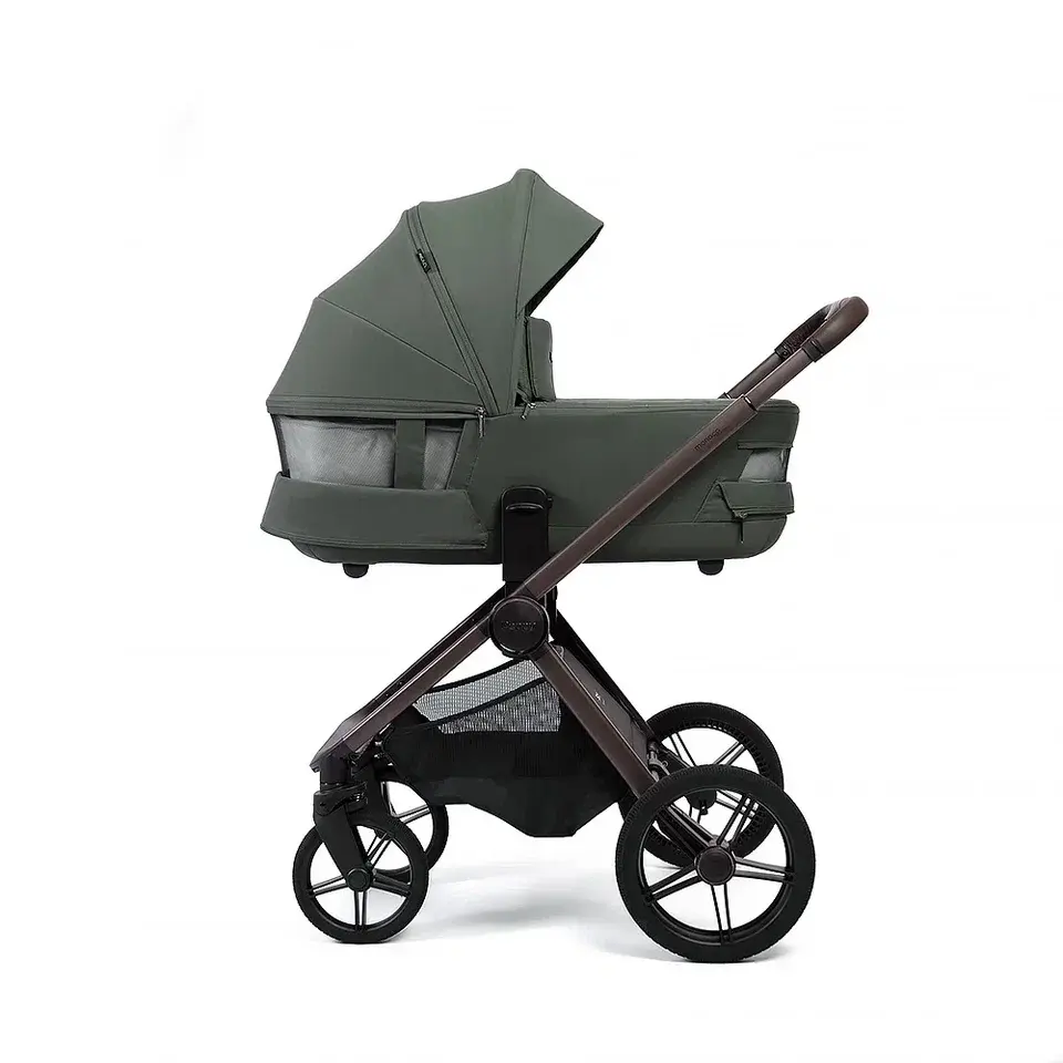 Коляска 2в1 Peppy Monaco thermo Green (зеленый), рама серо-коричневая