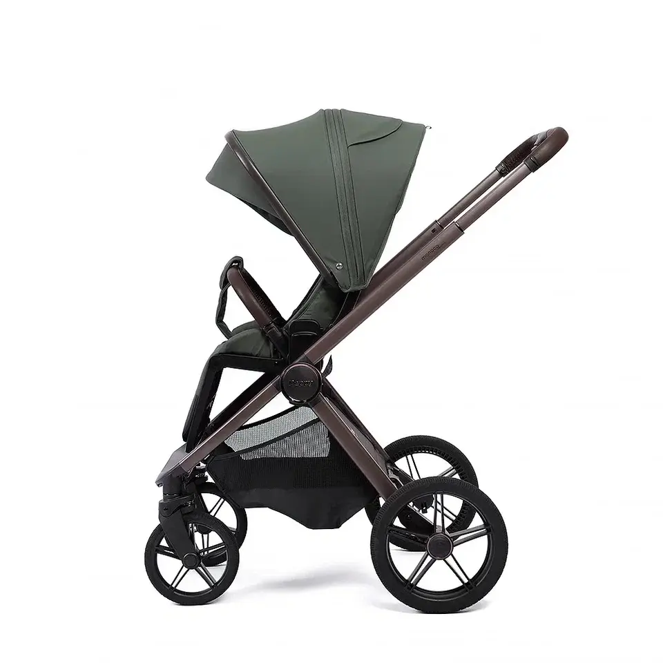 Коляска 2в1 Peppy Monaco thermo Green (зеленый), рама серо-коричневая