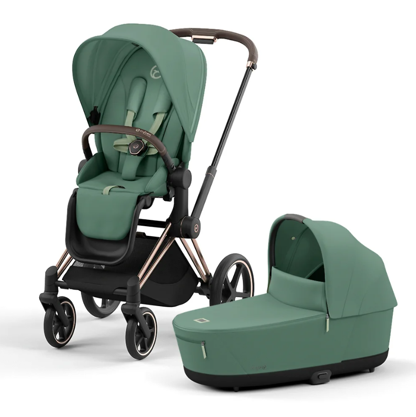 Коляска 2в1 Cybex Priam IV Rosegold цвет Leaf Green