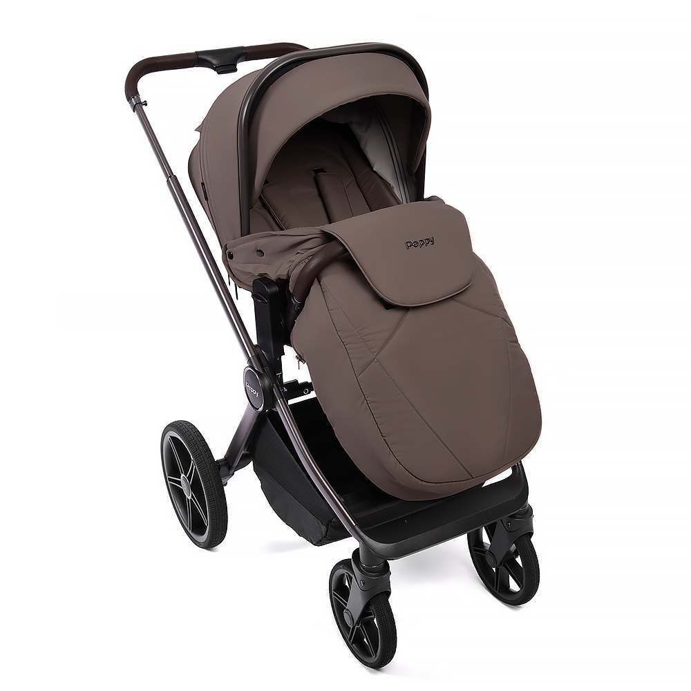 Коляска 2в1 Peppy Monaco thermo Mocca (кофе), рама серо-коричневая