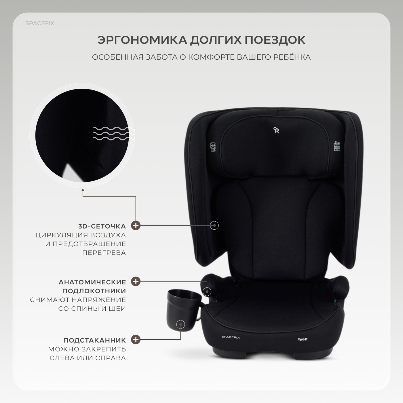 Автокресло 15-36кг RANT SpaceFix (Black)