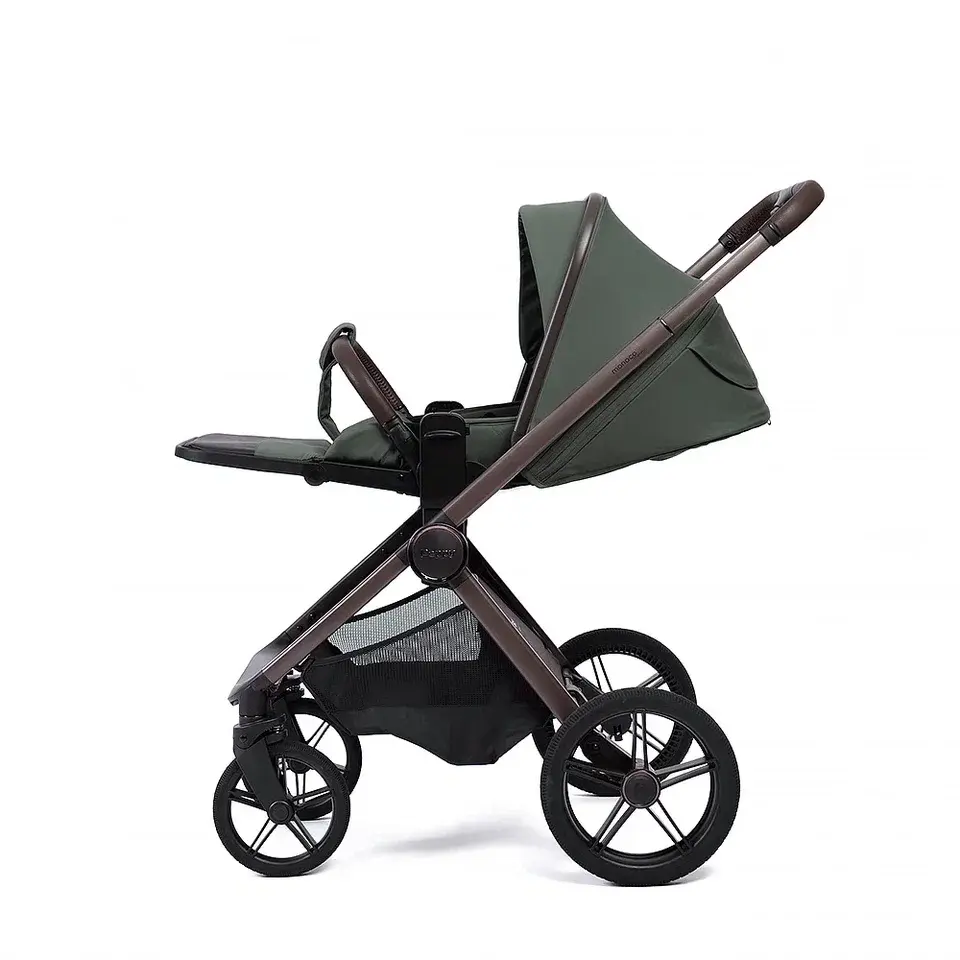 Коляска 2в1 Peppy Monaco thermo Green (зеленый), рама серо-коричневая