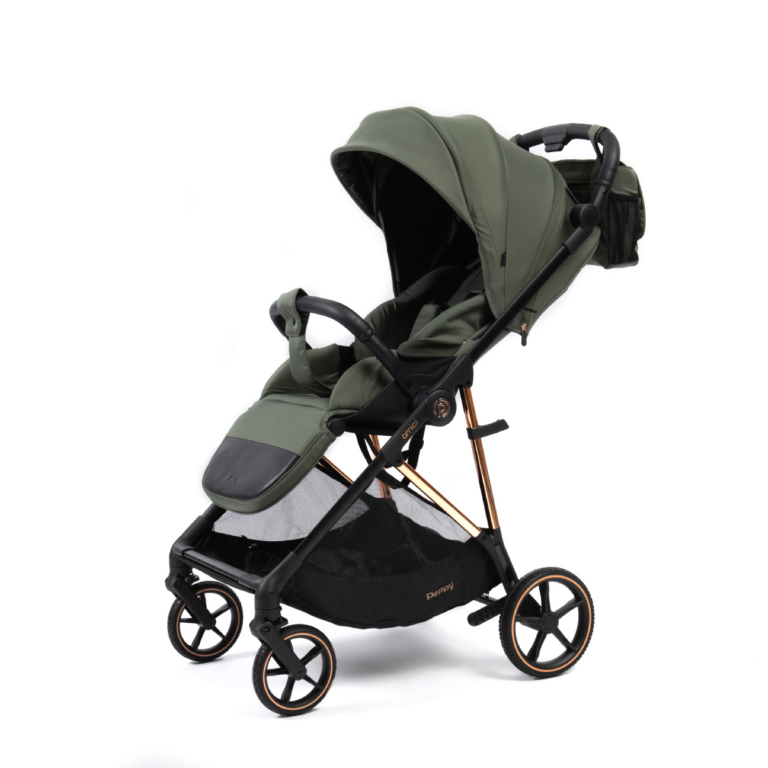Коляска прогулочная Peppy Amici LX Green (рама Gold)