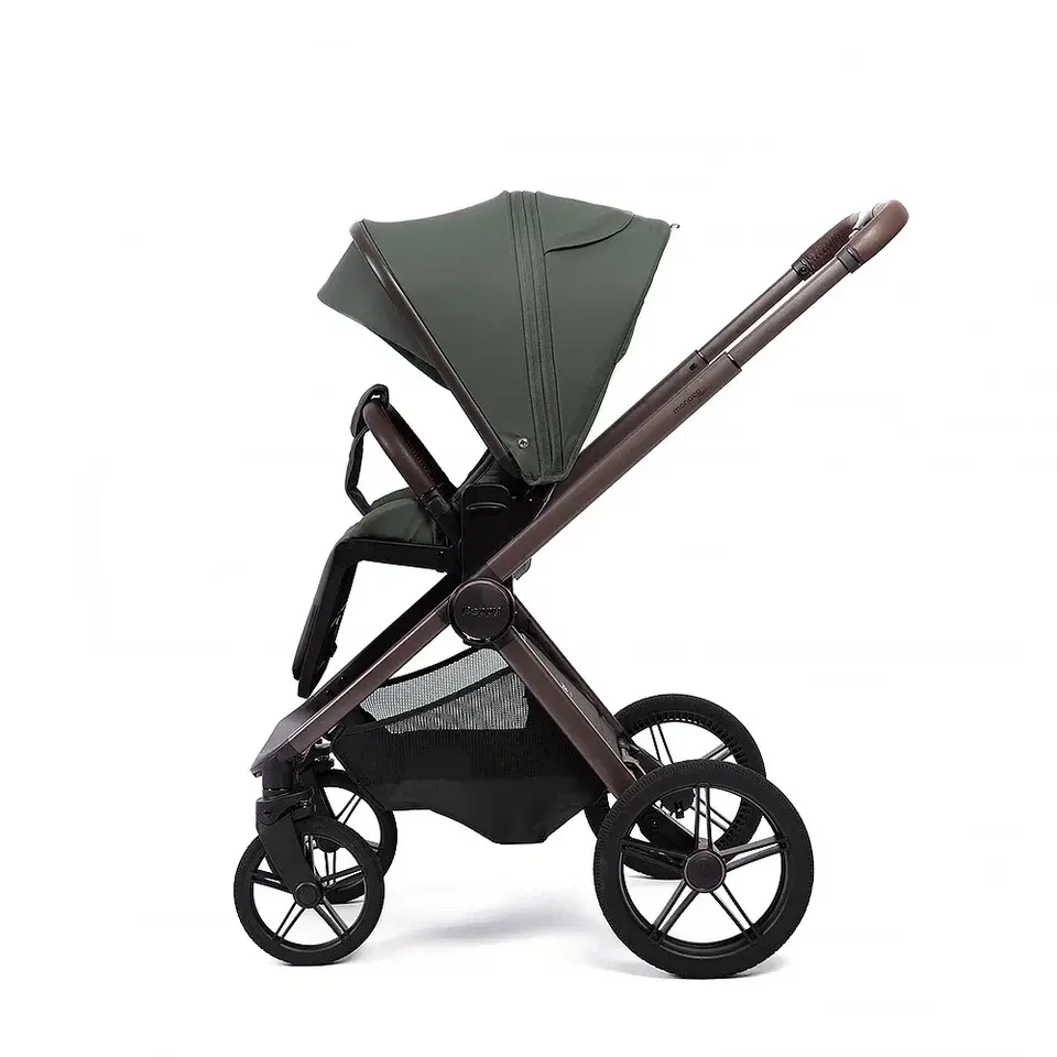Коляска 2в1 Peppy Monaco thermo Green (зеленый), рама серо-коричневая