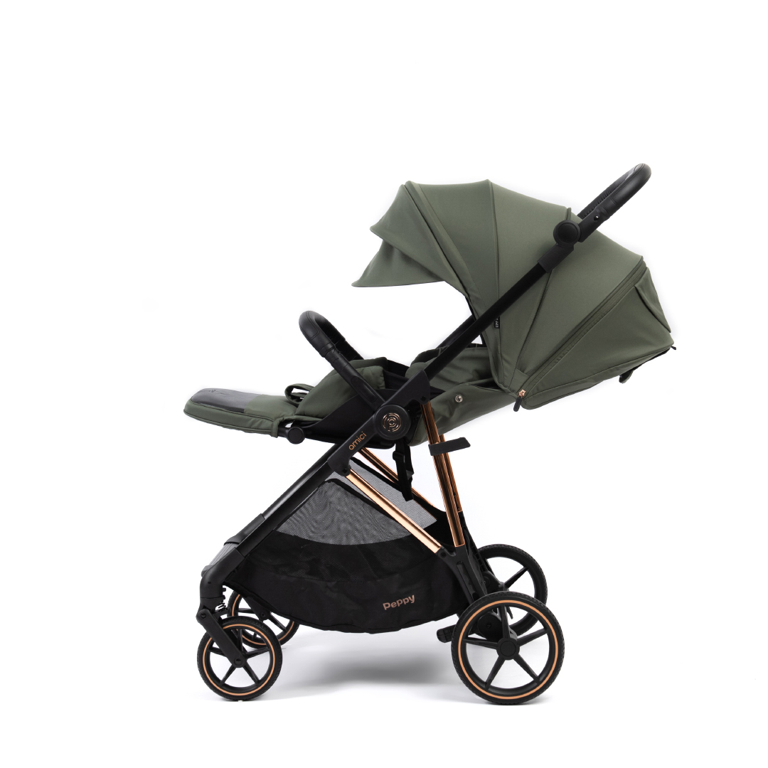 Коляска прогулочная Peppy Amici LX Green (рама Gold)