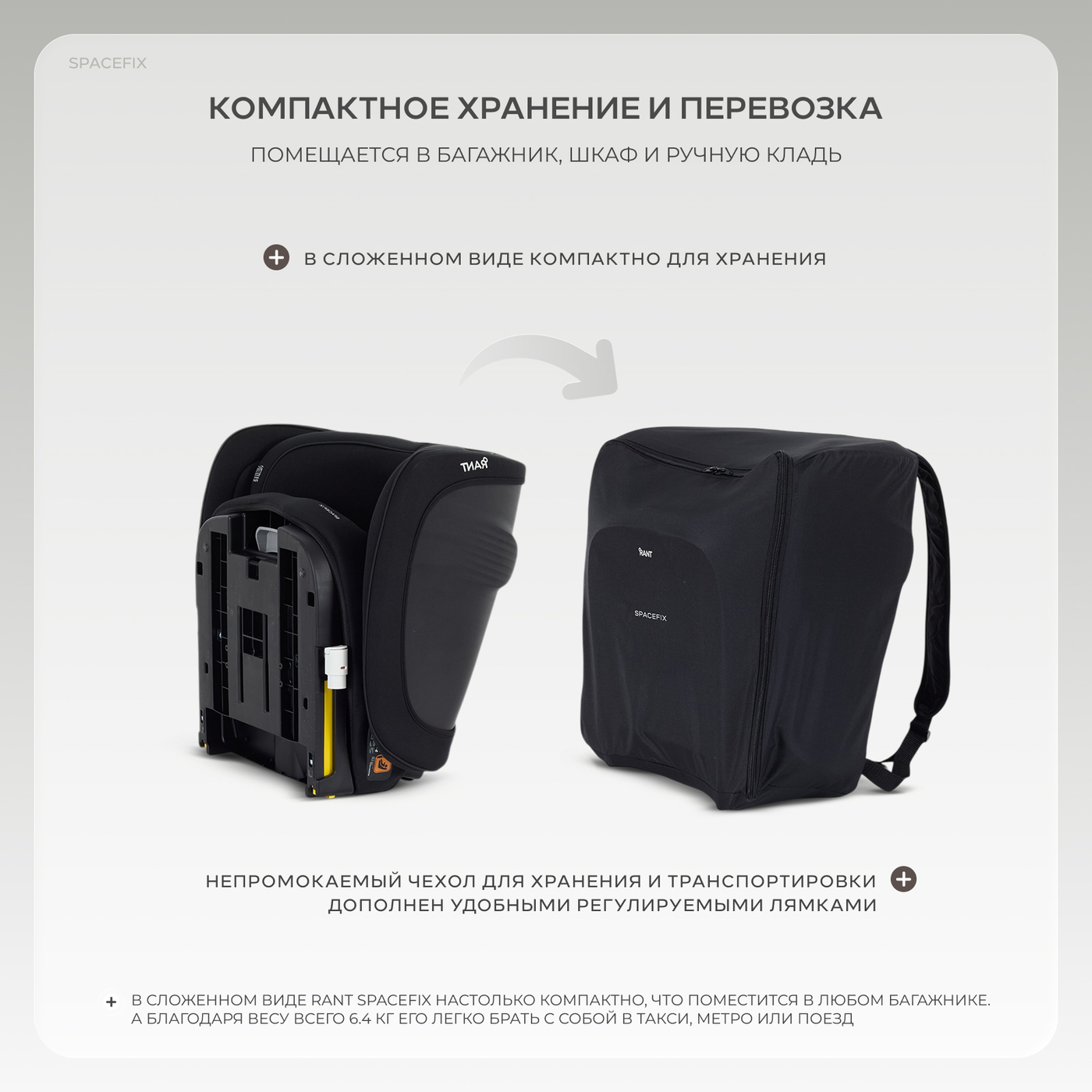 Автокресло 15-36кг RANT SpaceFix (Black)