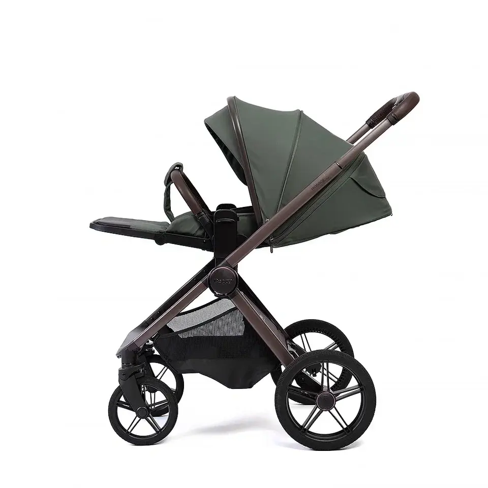 Коляска 2в1 Peppy Monaco thermo Green (зеленый), рама серо-коричневая