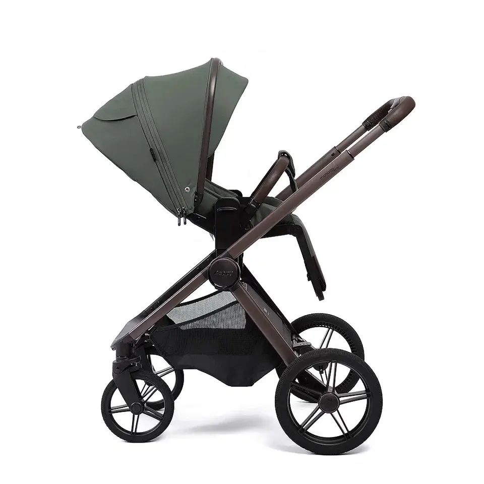 Коляска 2в1 Peppy Monaco thermo Green (зеленый), рама серо-коричневая