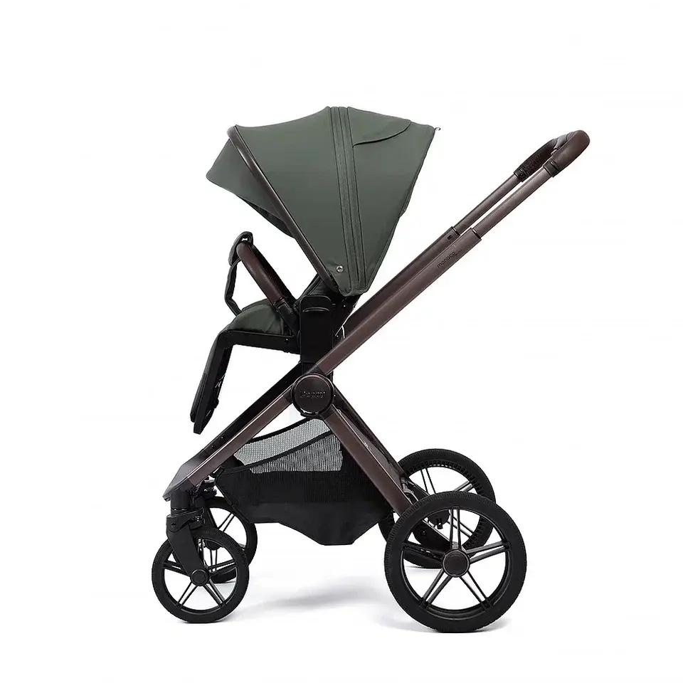 Коляска 2в1 Peppy Monaco thermo Green (зеленый), рама серо-коричневая