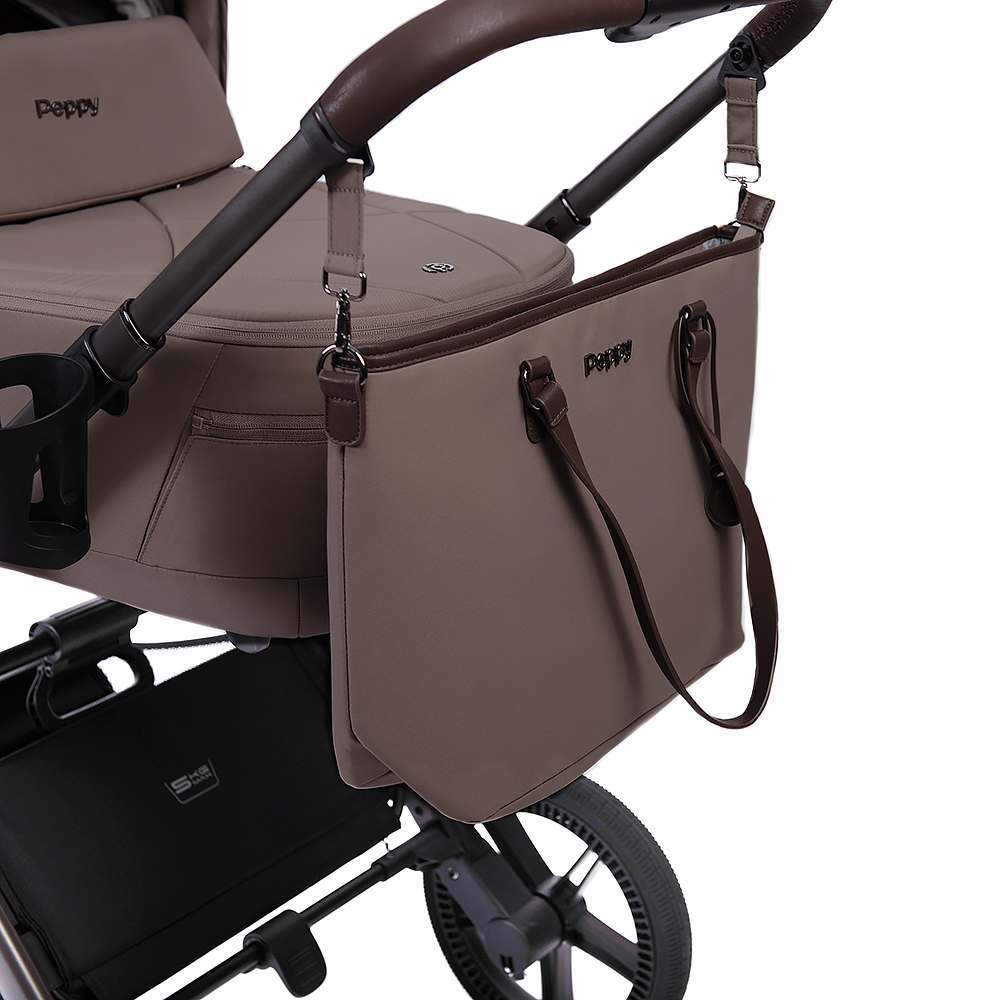 Коляска 2в1 Peppy Monaco thermo Mocca (кофе), рама серо-коричневая