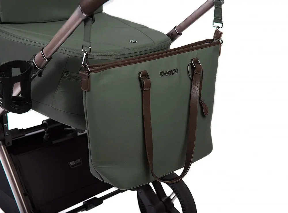 Коляска 2в1 Peppy Monaco thermo Green (зеленый), рама серо-коричневая