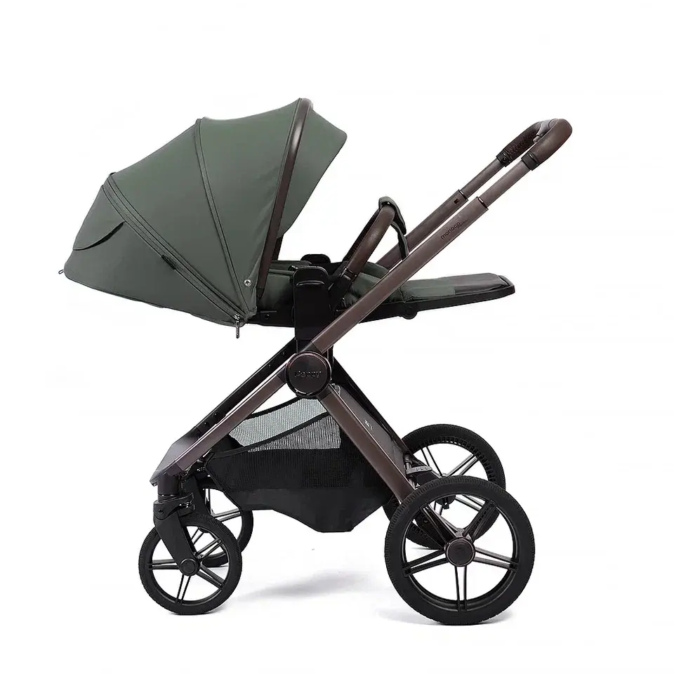 Коляска 2в1 Peppy Monaco thermo Green (зеленый), рама серо-коричневая