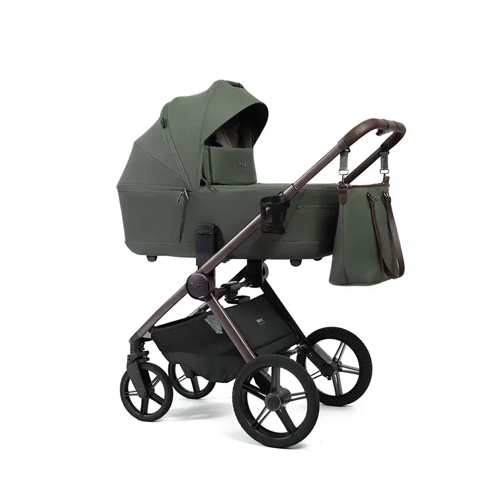 Коляска 2в1 Peppy Monaco thermo Green (зеленый), рама серо-коричневая